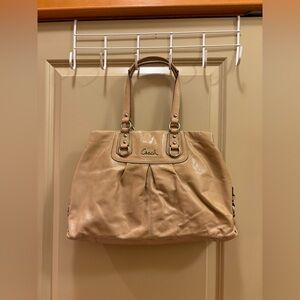 Coach Beige Ashley Leather Shoulder Bag